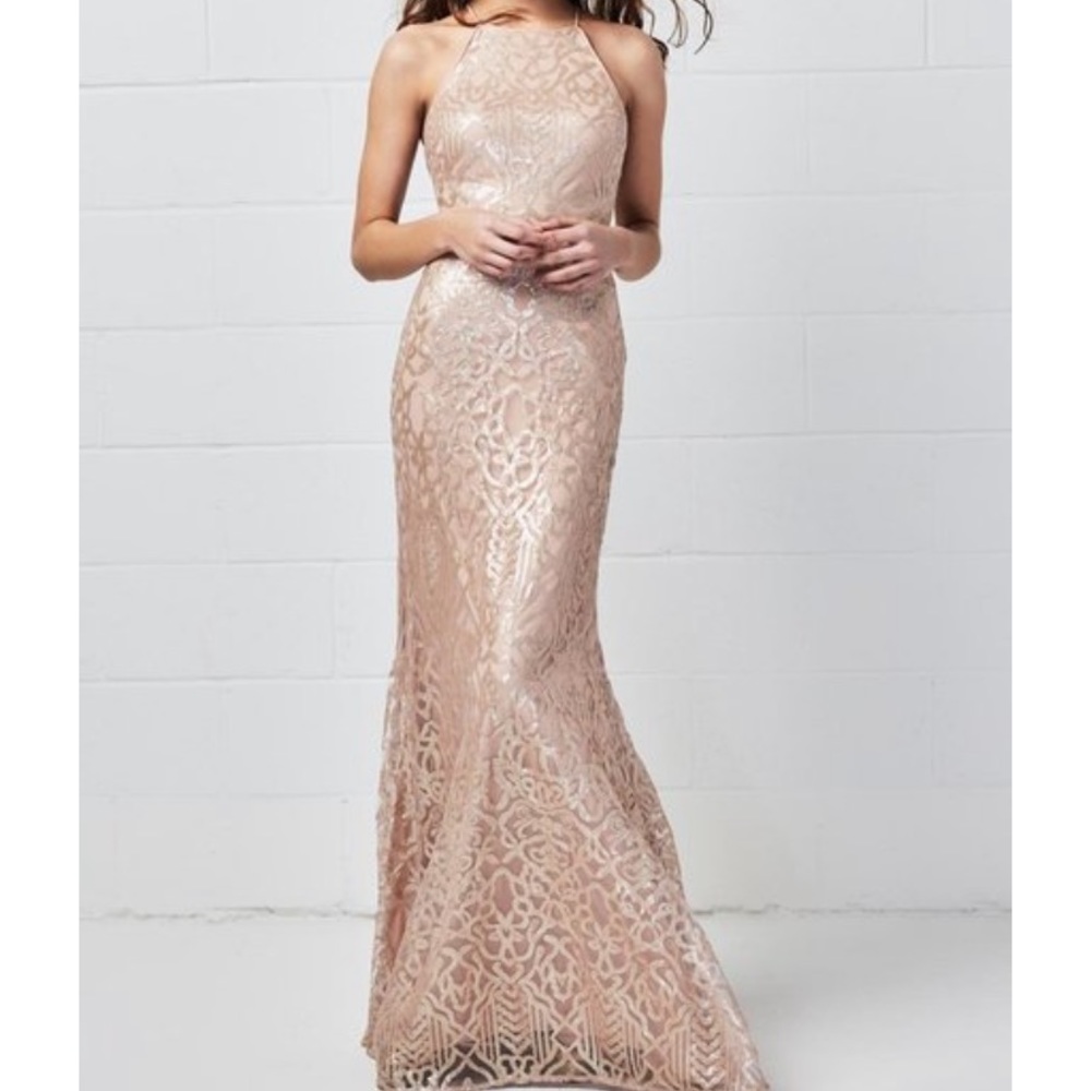 WTOO 651 latte size 10 gold sequin dress